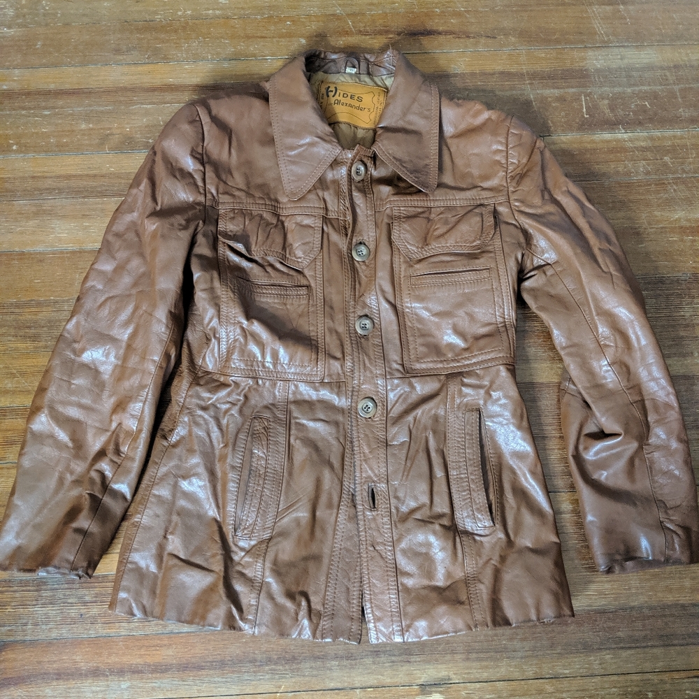 Hides at Alexander's vintage brown leather jacket